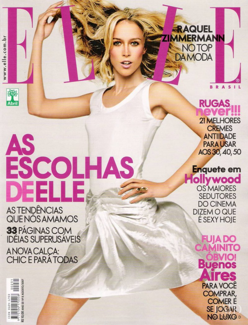 Raquel Zimmermann featured on the Elle Brazil cover from August 2007