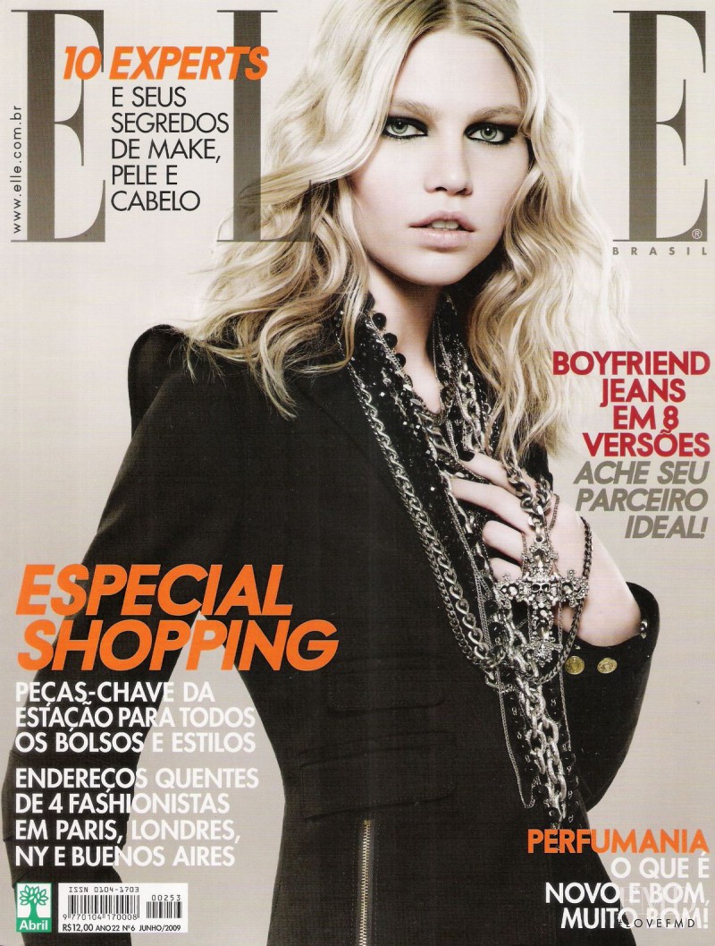 Aline Weber featured on the Elle Brazil cover from June 2009