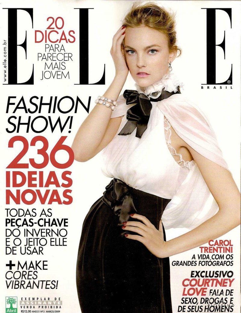 Caroline Trentini featured on the Elle Brazil cover from March 2009