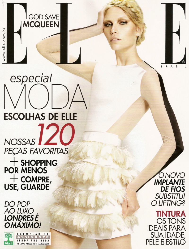 Aline Weber featured on the Elle Brazil cover from March 2010