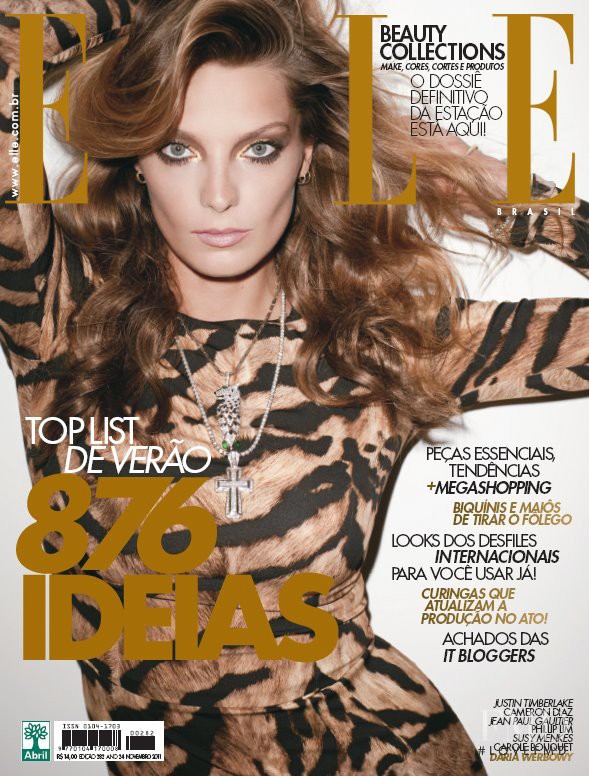 Daria Werbowy featured on the Elle Brazil cover from November 2011
