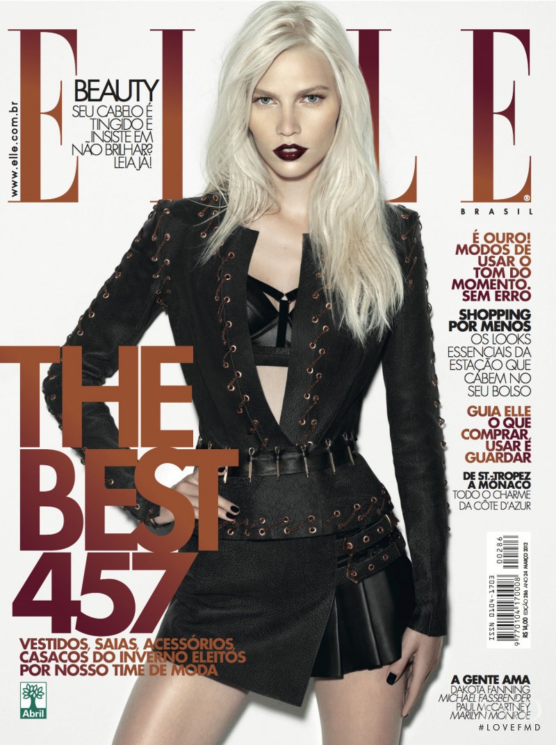 Aline Weber featured on the Elle Brazil cover from March 2012