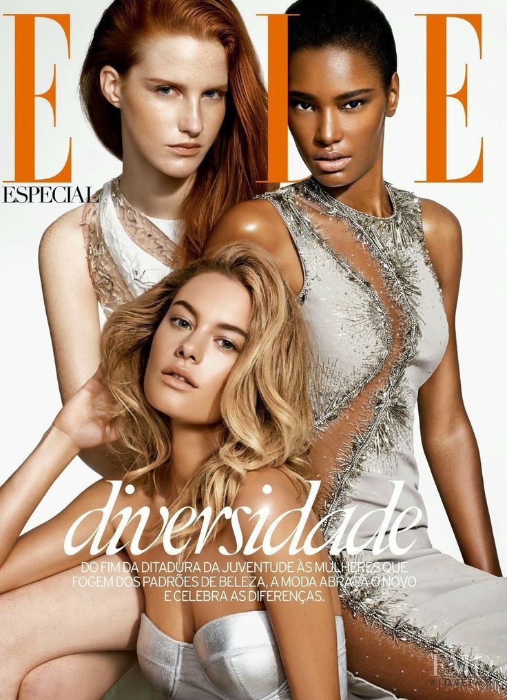 Magdalena Jasek, Camille Rowe, Ysaunny Brito featured on the Elle Brazil cover from February 2014