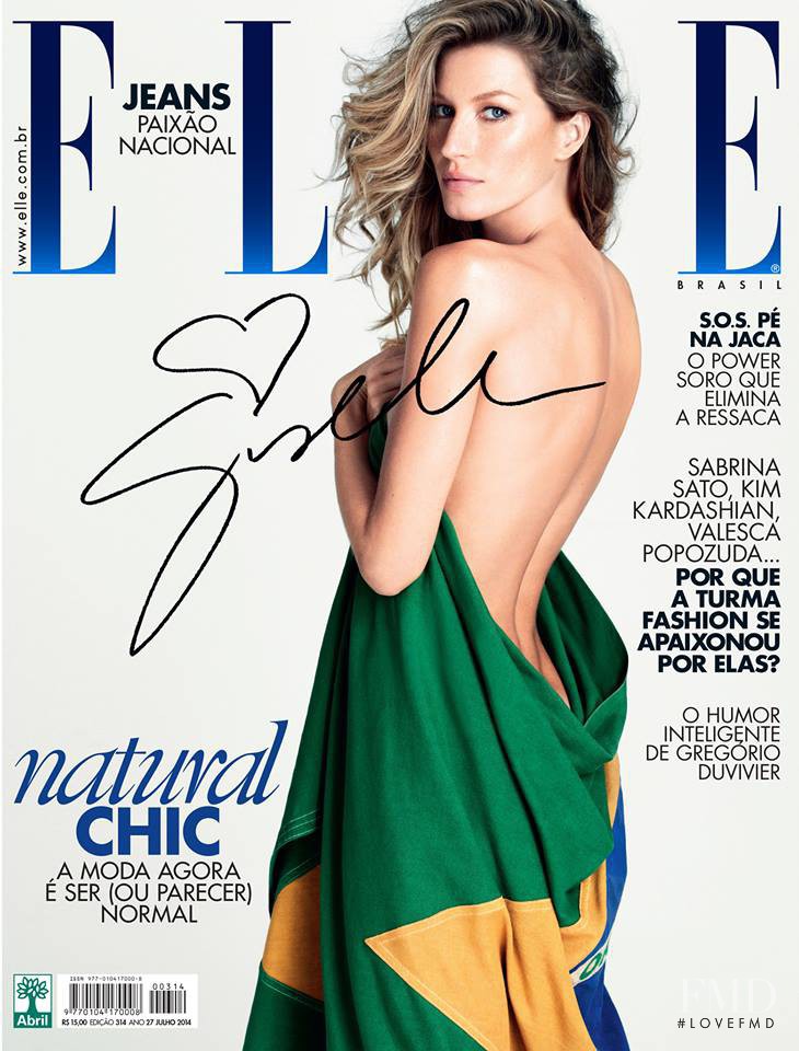 Gisele Bundchen featured on the Elle Brazil cover from July 2014