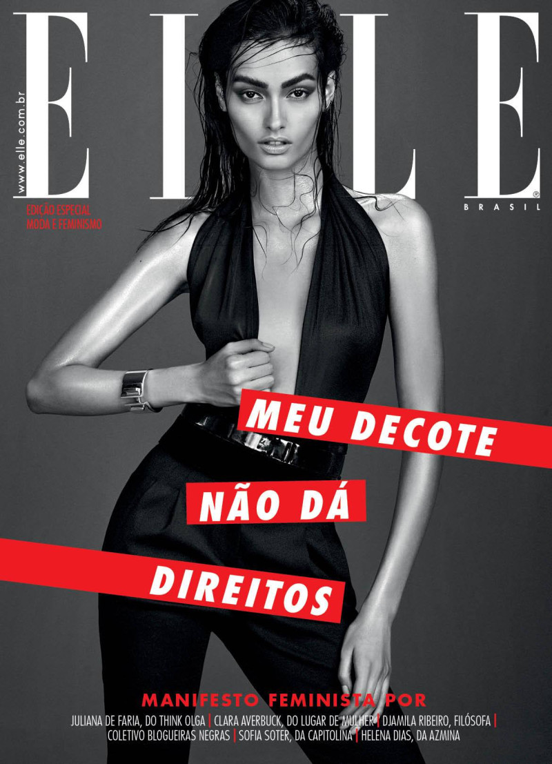 Gizele Oliveira featured on the Elle Brazil cover from December 2015