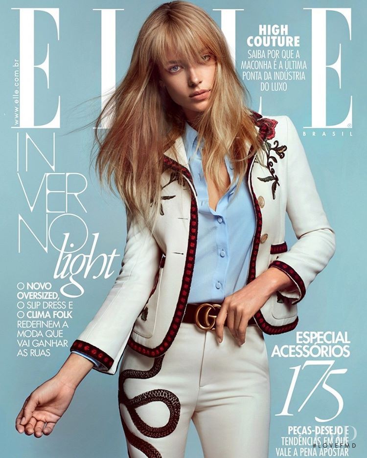 Hannah Ferguson featured on the Elle Brazil cover from April 2016