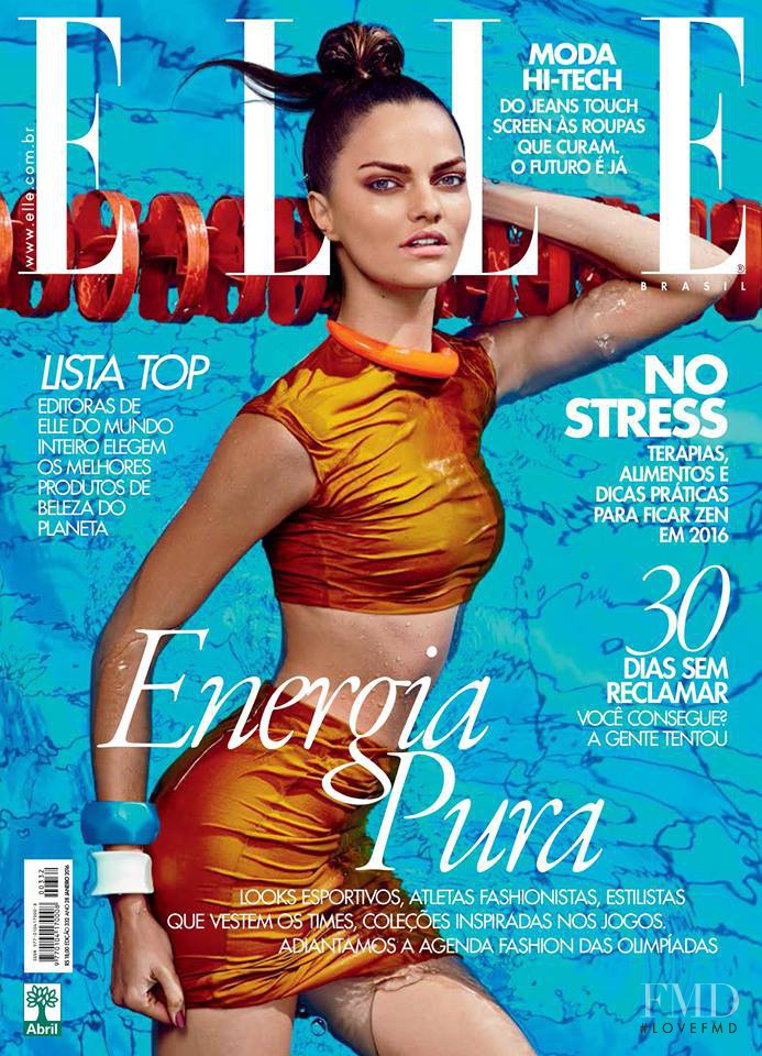 Barbara Fialho featured on the Elle Brazil cover from January 2016