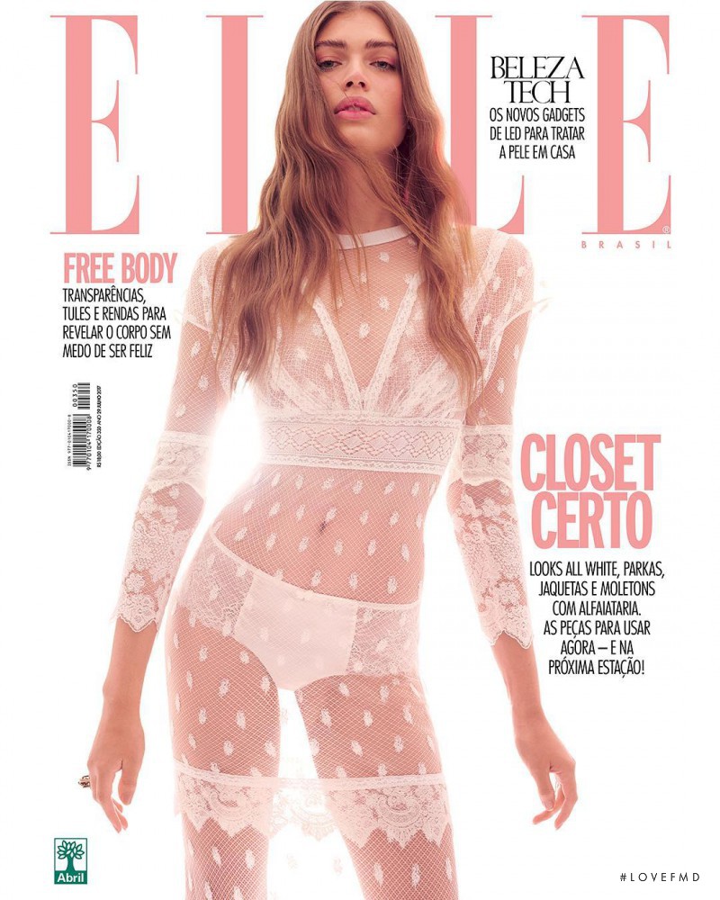 Valentina Sampaio featured on the Elle Brazil cover from July 2017
