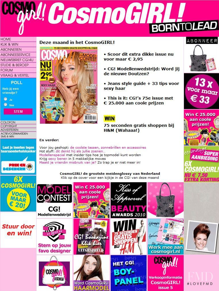  featured on the Cosmogirl.nl screen from April 2010