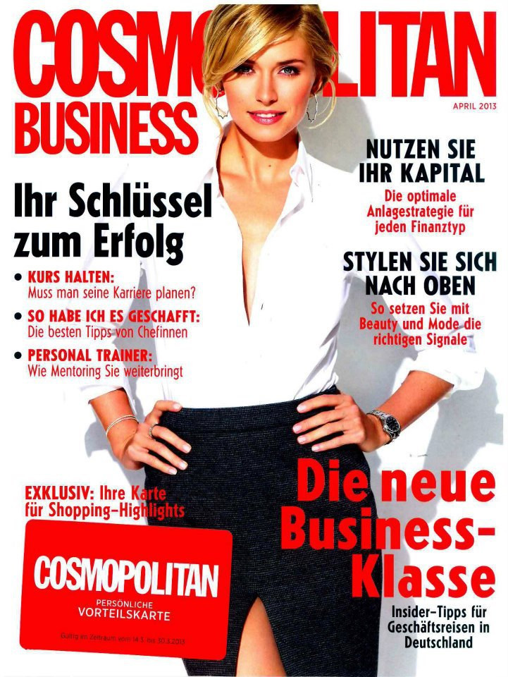 Lena Gercke featured on the Cosmopolitan Business Germany cover from April 2013