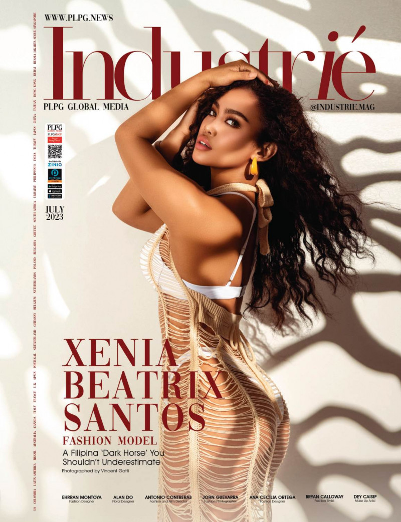 Xenia Beatrix Santos featured on the Industrie Mag cover from July 2023