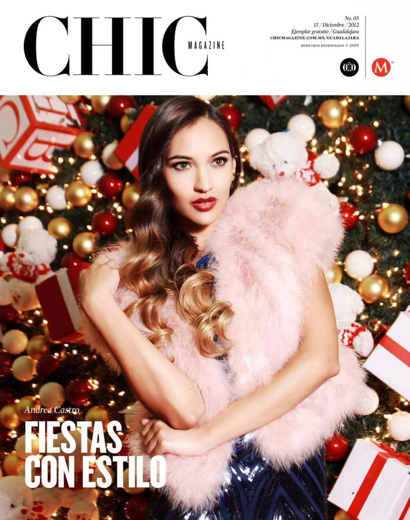 Andrea Castro featured on the CHIC Magazine Mexico cover from December 2012