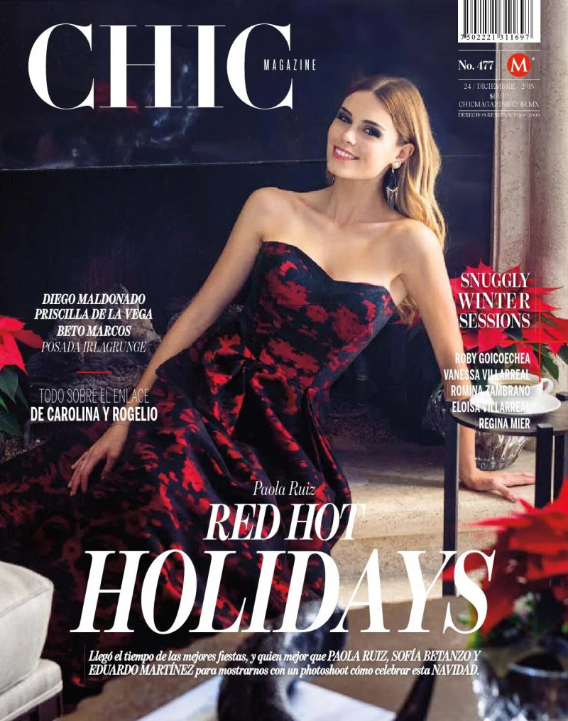 Paola Ruiz featured on the CHIC Magazine Mexico cover from December 2015