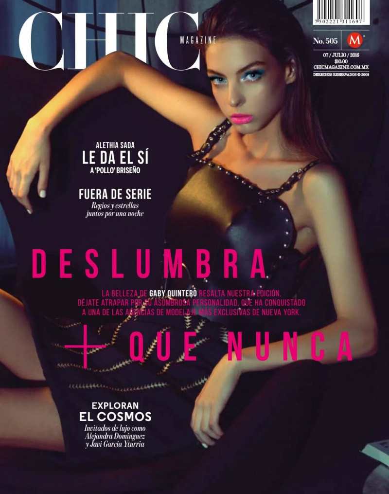 Gaby Quintero featured on the CHIC Magazine Mexico cover from July 2016