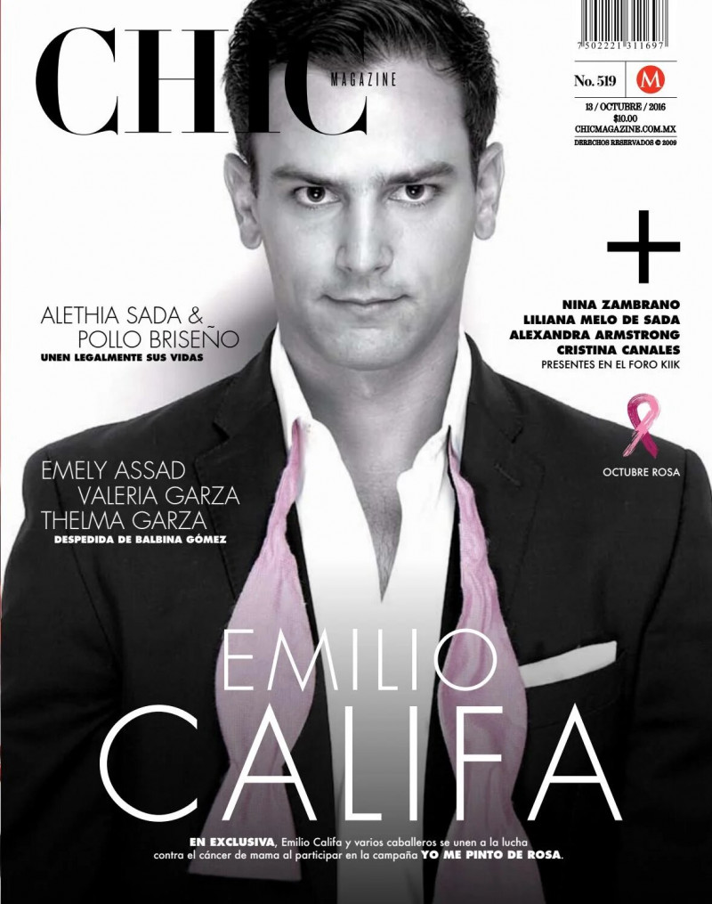 Emilio Califa featured on the CHIC Magazine Mexico cover from October 2016