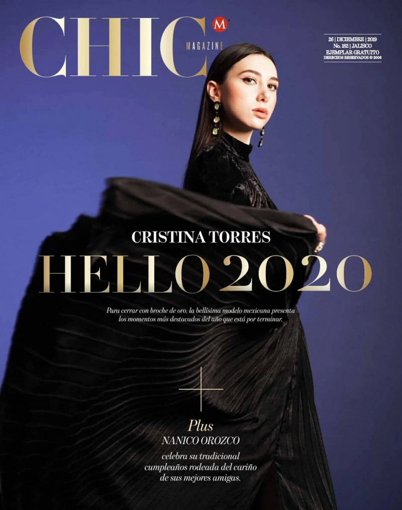 Cristina Torres featured on the CHIC Magazine Mexico cover from December 2019