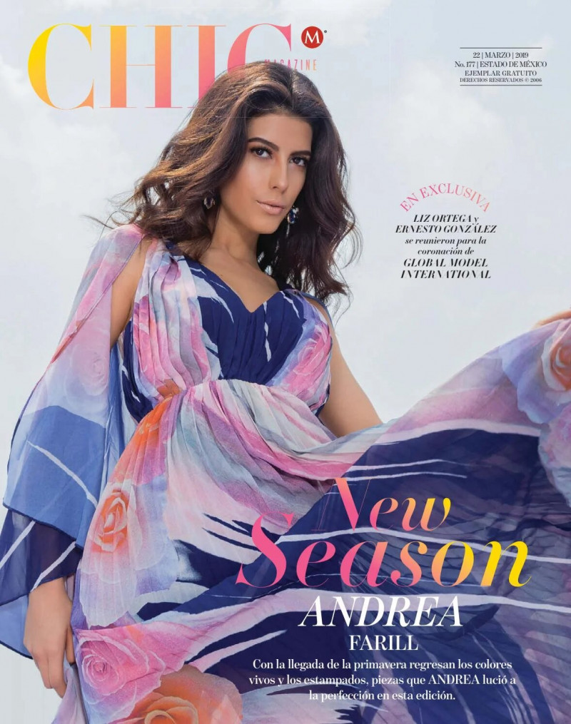 Andrea Farill featured on the CHIC Magazine Mexico cover from March 2019