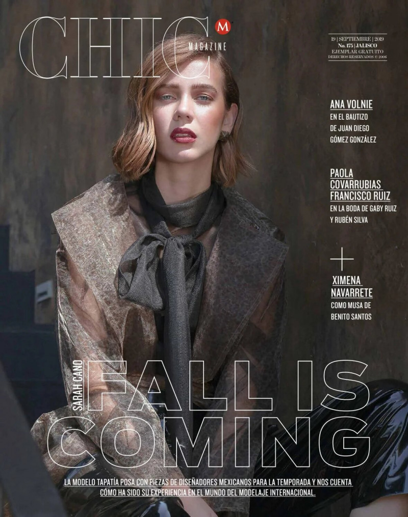 Sarah Cano featured on the CHIC Magazine Mexico cover from September 2019