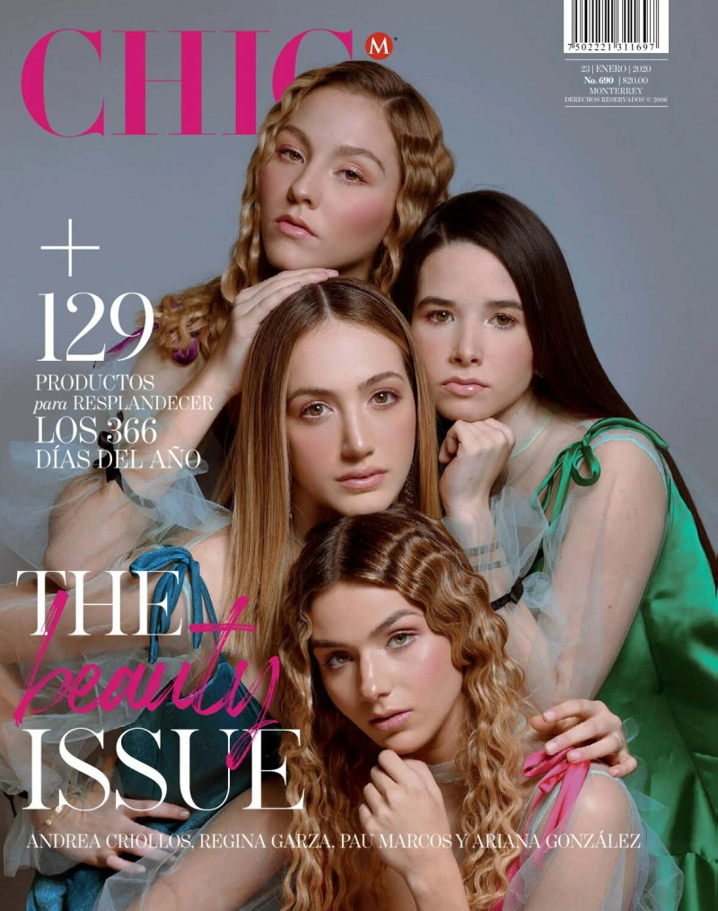 Andrea Criollos, Regina Garza, Pau Marcos, Ariana Gonzalez featured on the CHIC Magazine Mexico cover from January 2020