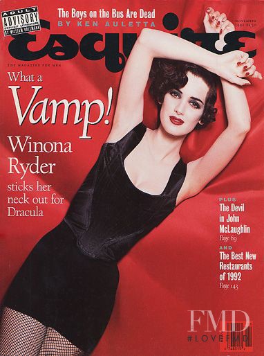 Winona Ryder featured on the Esquire USA cover from November 1992