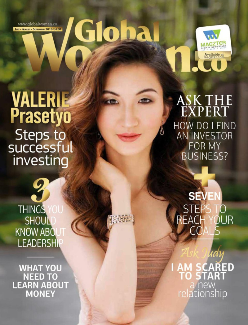 Valerie Prasetyo featured on the Global Woman.co cover from July 2018