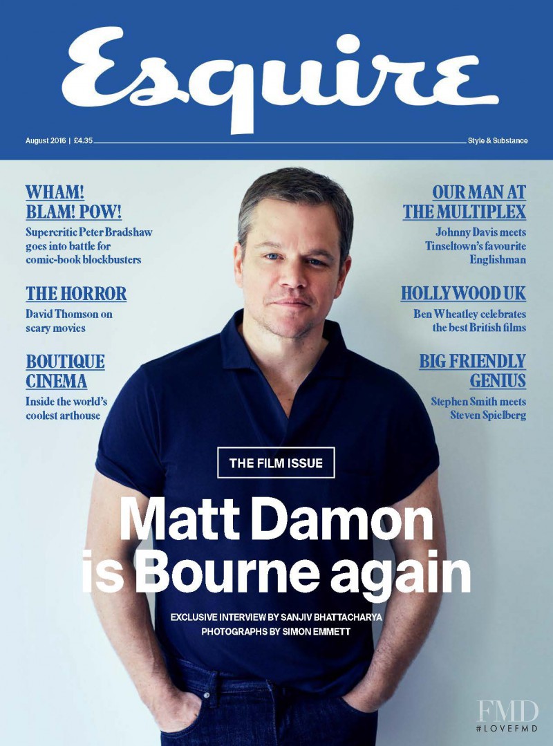 Matt Damon featured on the Esquire UK cover from August 2016