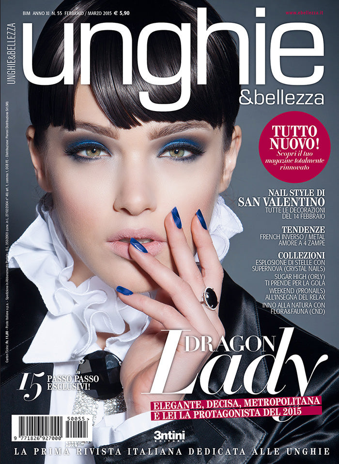 Olga Shutieva featured on the Unghie & Bellezza cover from February 2015