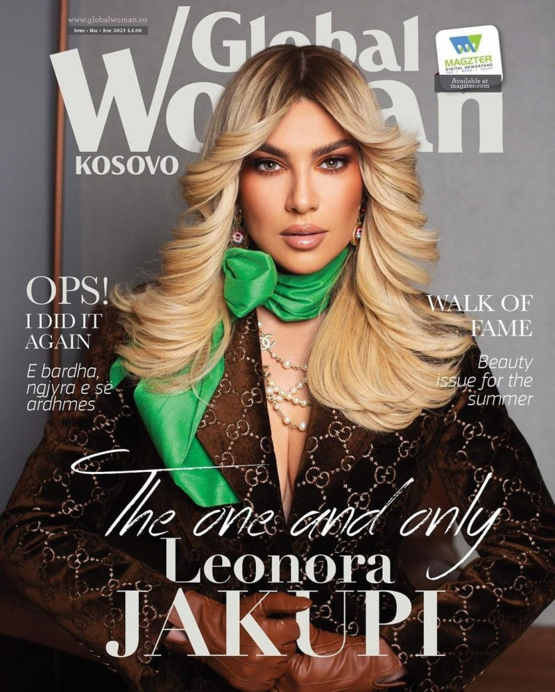 Leonora Jakupi featured on the Global Woman Kosovo cover from April 2021