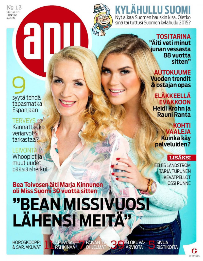 Marja Kinnunen, Bea Toivonen featured on the Apu cover from March 2015