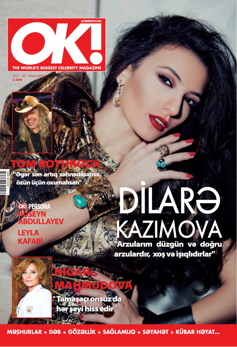 Dilara Kazimova featured on the OK! Magazine Azerbaijan cover from April 2013