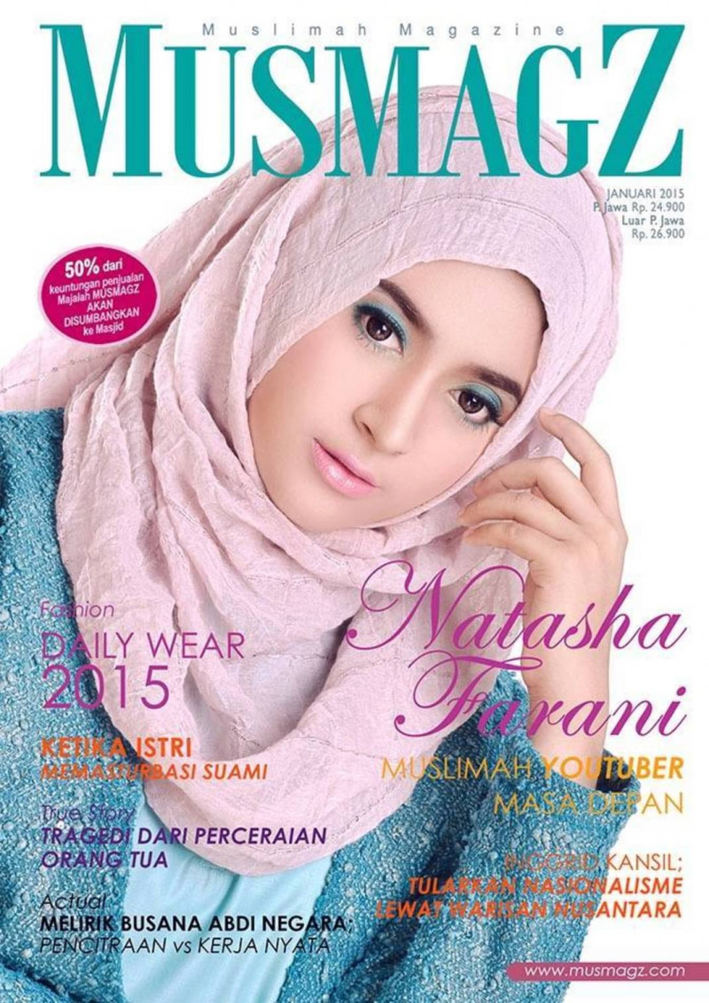 Natasha Farani featured on the Musmagz - Muslimah Magazine cover from January 2015
