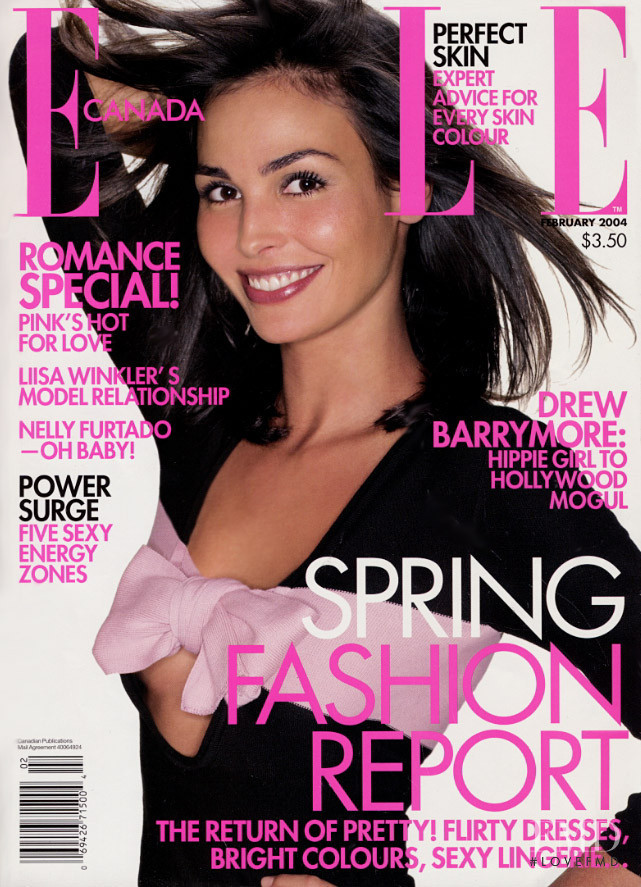 Ines Sastre featured on the Elle Canada cover from February 2004