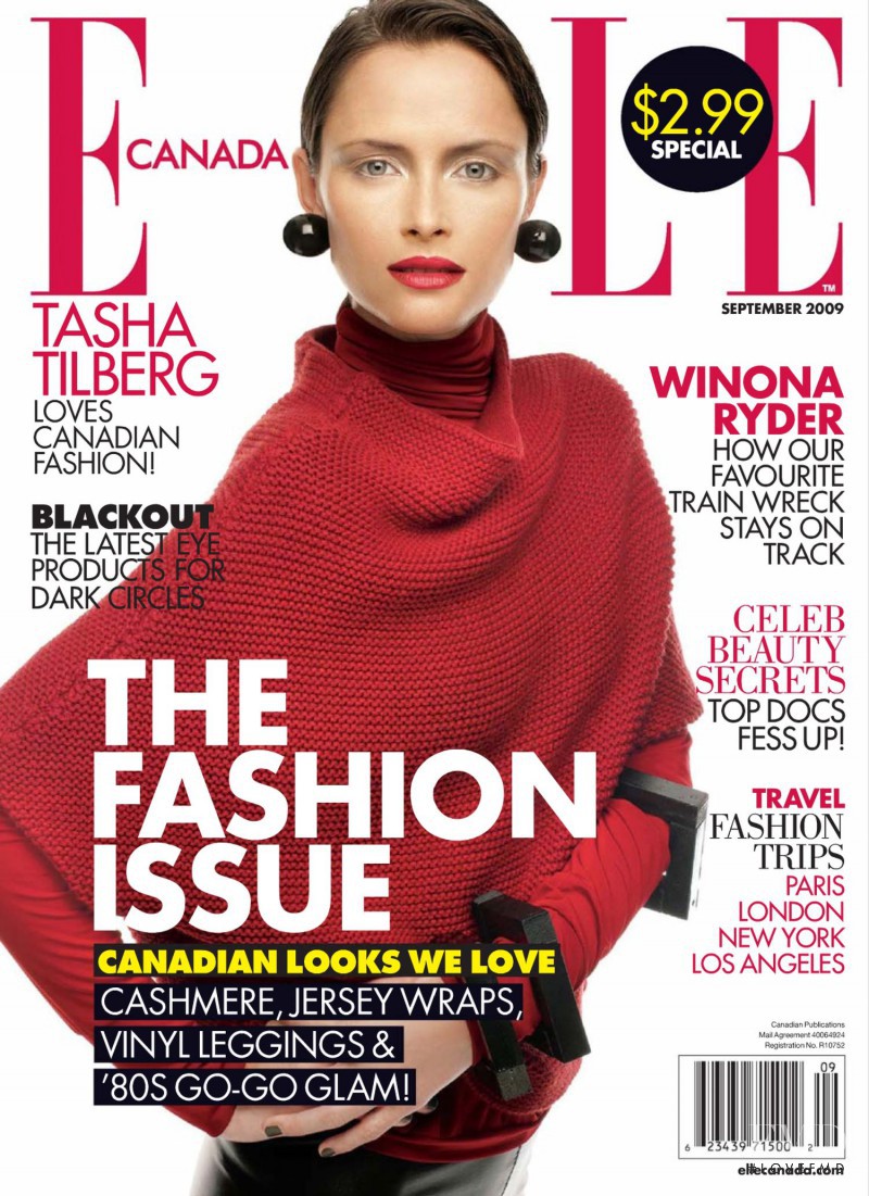 Tasha Tilberg featured on the Elle Canada cover from September 2009