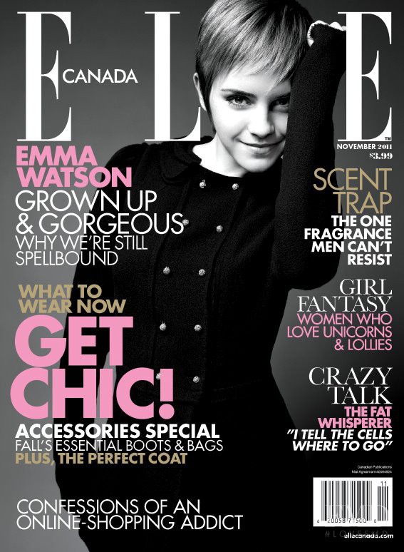 Emma Watson featured on the Elle Canada cover from November 2011