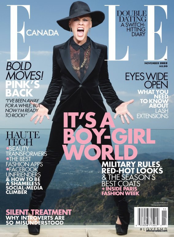 Pink featured on the Elle Canada cover from November 2012