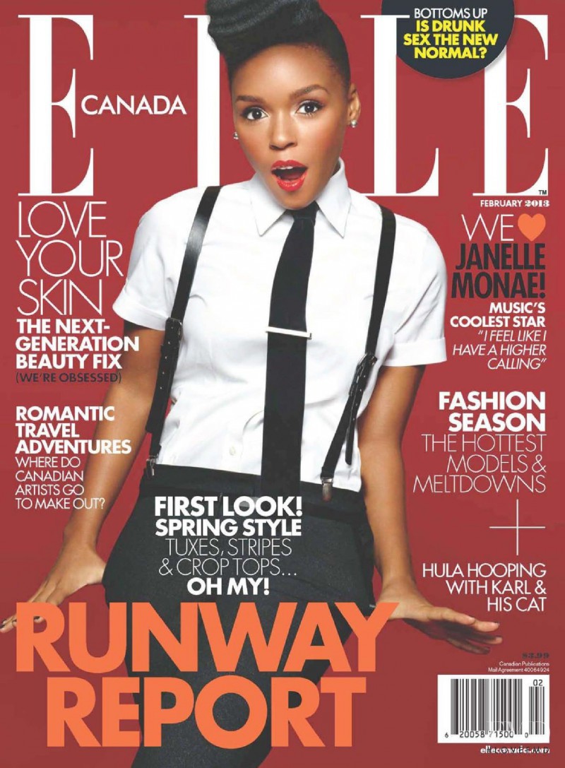 Janelle Monáe featured on the Elle Canada cover from February 2013