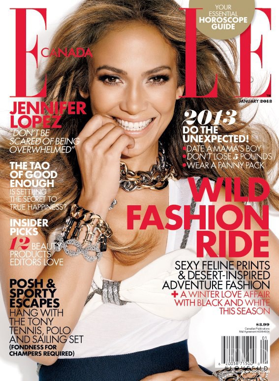 Jennifer Lopez featured on the Elle Canada cover from January 2013