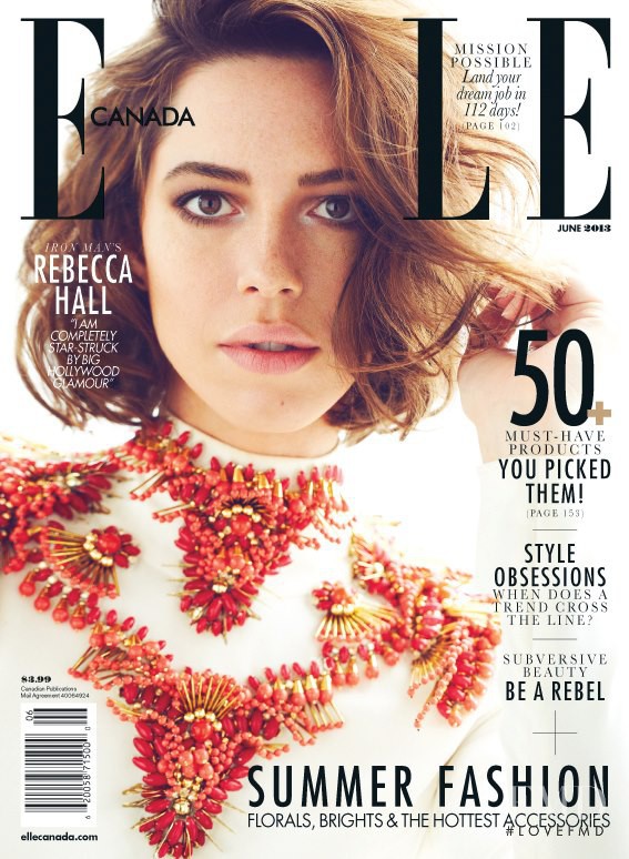 Rebecca Hall featured on the Elle Canada cover from June 2013