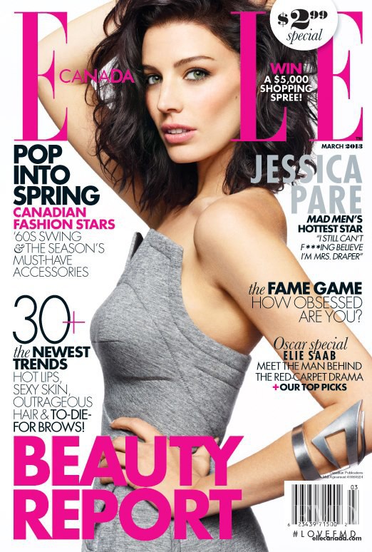 Jessica Paré featured on the Elle Canada cover from March 2013