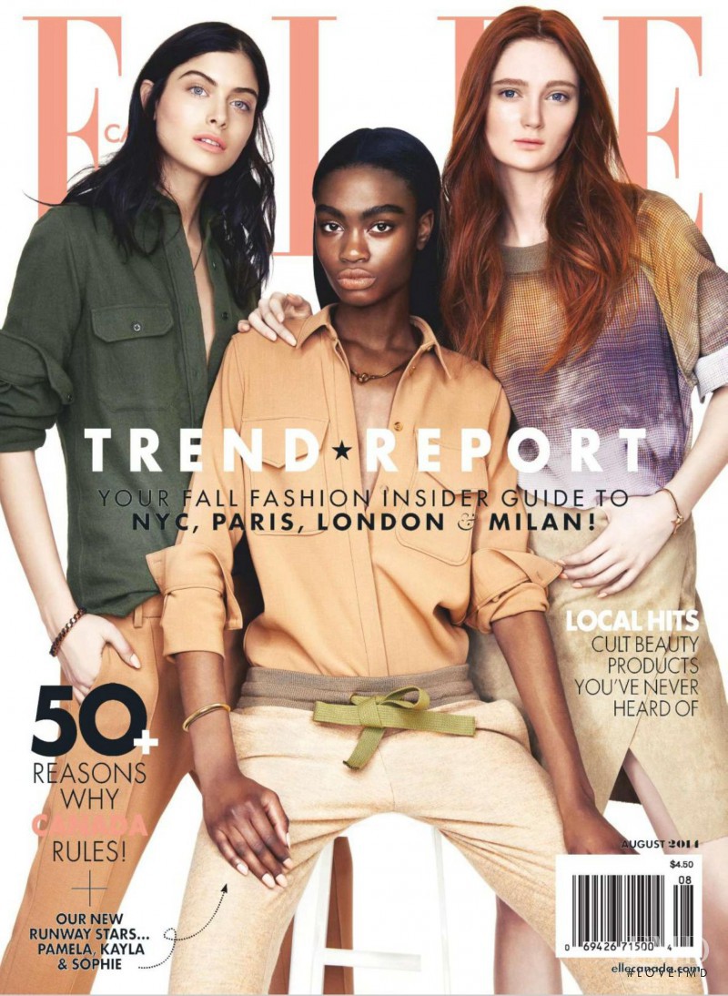 Pamela Bernier, Sophie Touchet, Kayla Clarke featured on the Elle Canada cover from August 2014