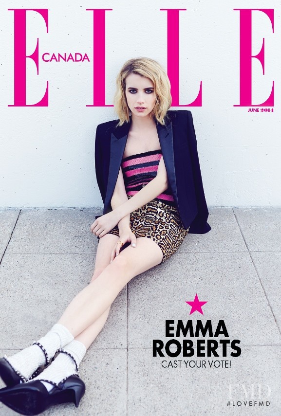 Emma Roberts featured on the Elle Canada cover from June 2014