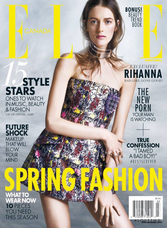 Logan Patterson featured on the Elle Canada cover from March 2014