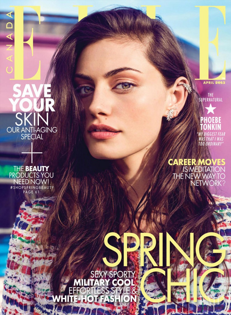 Phoebe Tonkin featured on the Elle Canada cover from April 2015