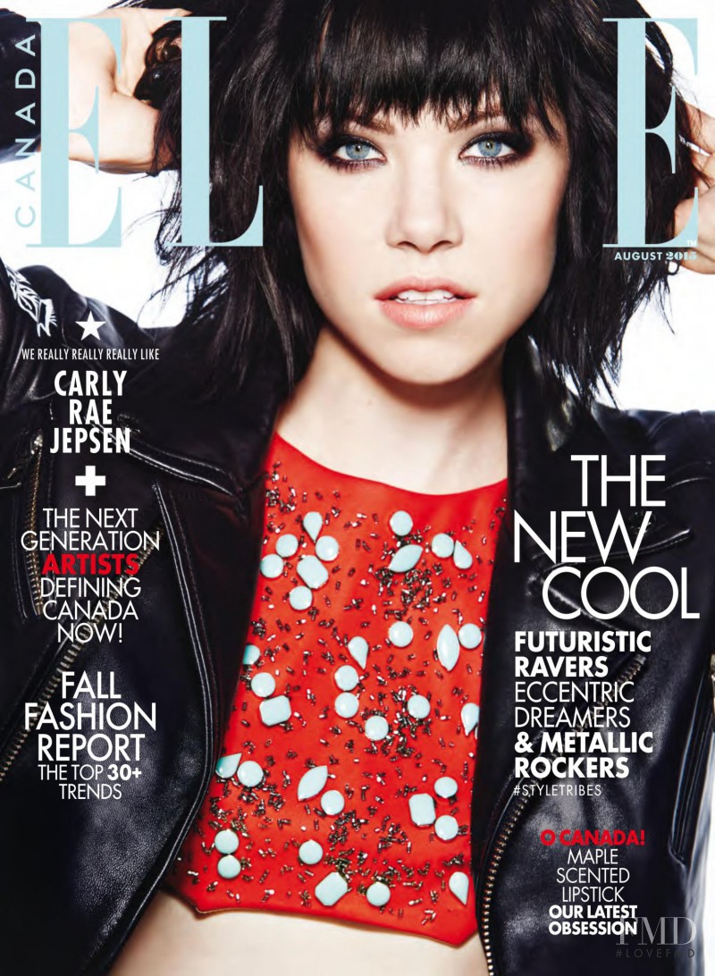 Carly Rae Jepsen featured on the Elle Canada cover from August 2015