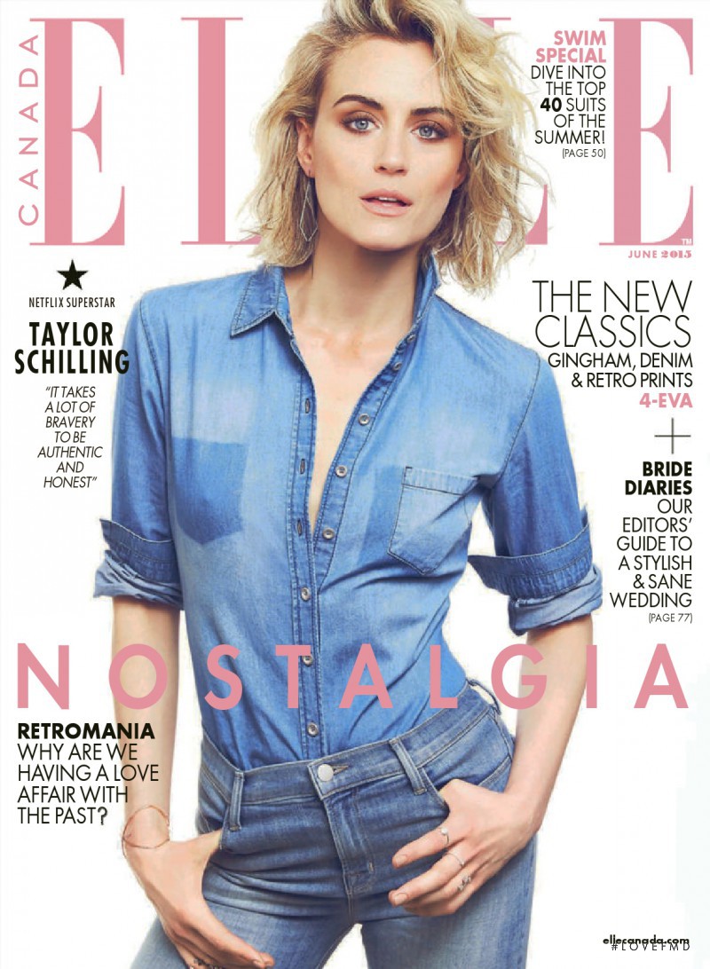 Taylor Schilling featured on the Elle Canada cover from June 2015