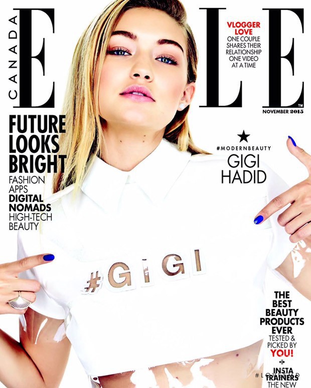 Gigi Hadid featured on the Elle Canada cover from November 2015