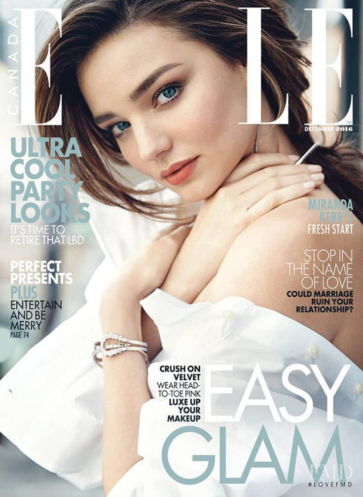 Miranda Kerr featured on the Elle Canada cover from December 2016