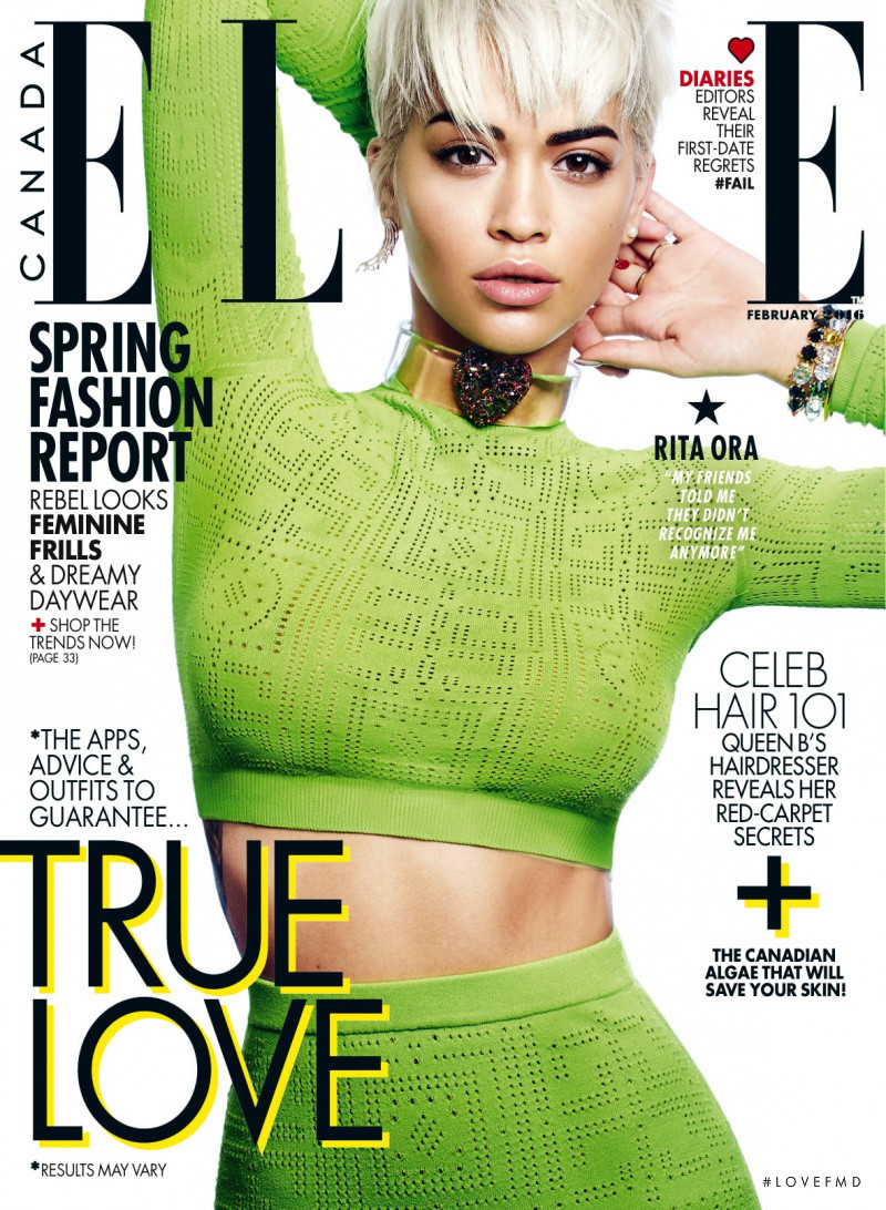 Rita Ora
 featured on the Elle Canada cover from February 2016