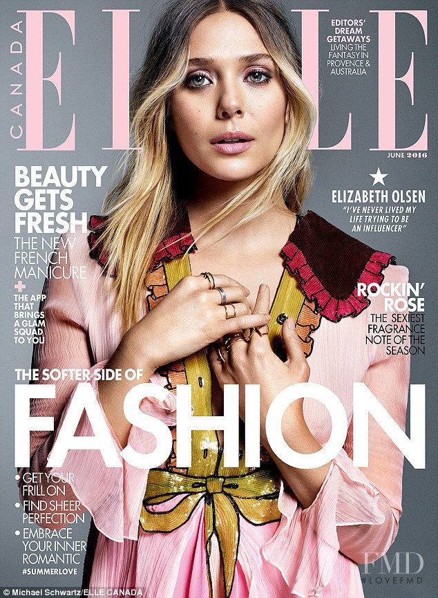 Elizabeth Olsen featured on the Elle Canada cover from May 2016