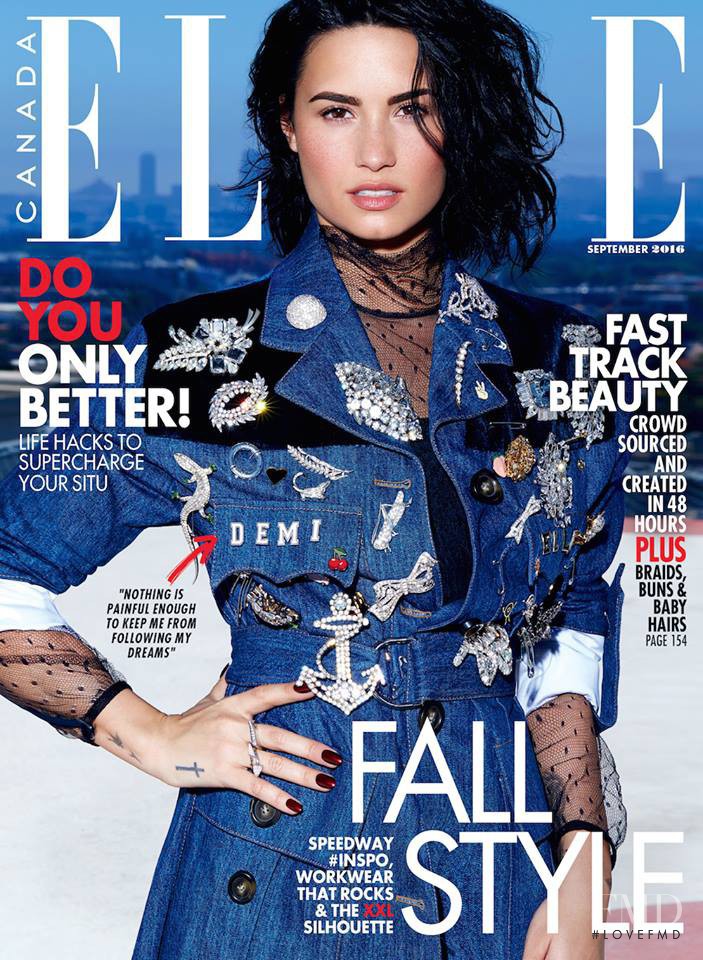 Demi Lovato featured on the Elle Canada cover from September 2016